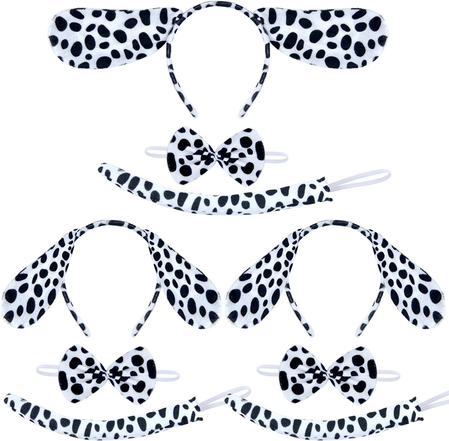Coopay 9 Pieces Christmas Dalmatian Costume Set Dog Ears Headband Kit Include Dalmatian Ears Headbands Bow Tie and Dalmatian Tail for Christmas Halloween New Year Cosplay Costume or Party Decoration: Toys & Games