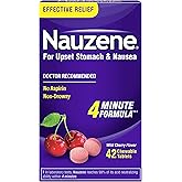 Nauzene Non-drowsy Upset Stomach &amp; Nausea Relief Chewable Tablets - Fast-Acting Relief in 4 Minutes - Doctor Recommended - Wild Cherry Flavor, 42 ct
