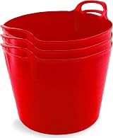 Neat. 42L Flexi Tubs Pack Red with Handles - Large Garden Buckets 3 Pack