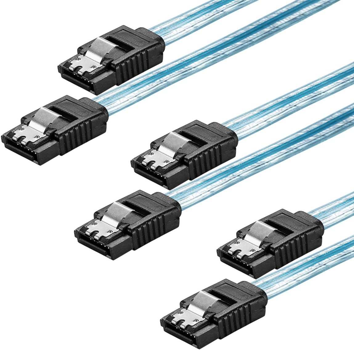 Zheino SSD Cable HDD Cable Hard Drive Cable SATA III Cable (3 Pack) for sata SSD HDD CD Driver CD Writer 20 Inch Straight SATA Data 6.0 Gbps 180 Degree Right-Angle with Locking Latch