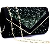 Dasein Women Rhinestone Evening Bag Faux Suede Clutch Formal Party Sparkly Purses Cocktail Wedding Handbag