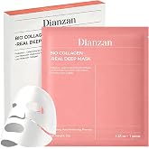 Dianzan Bio-Collagen Real Deep Mask, Deep Moisturizing, Firming, Glowing Glass Skin Mask Travel Essentials &amp; Self Care Gifts for Women, Korean Skin Care 35g x 4ea