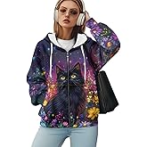 WELLFLYHOM Graphic Sweatshirt Y2K Zip Up Hoodies for Women Oversize Cardigan Long Sleeve Fall Outfits with Pocket