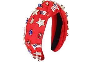 GLBCC 4 th of July Headband for Women American Flag Knottted Hairband Star USA Charm Fourth of July Patriotic Head Band Red White and Blue Hair Accessories Gift