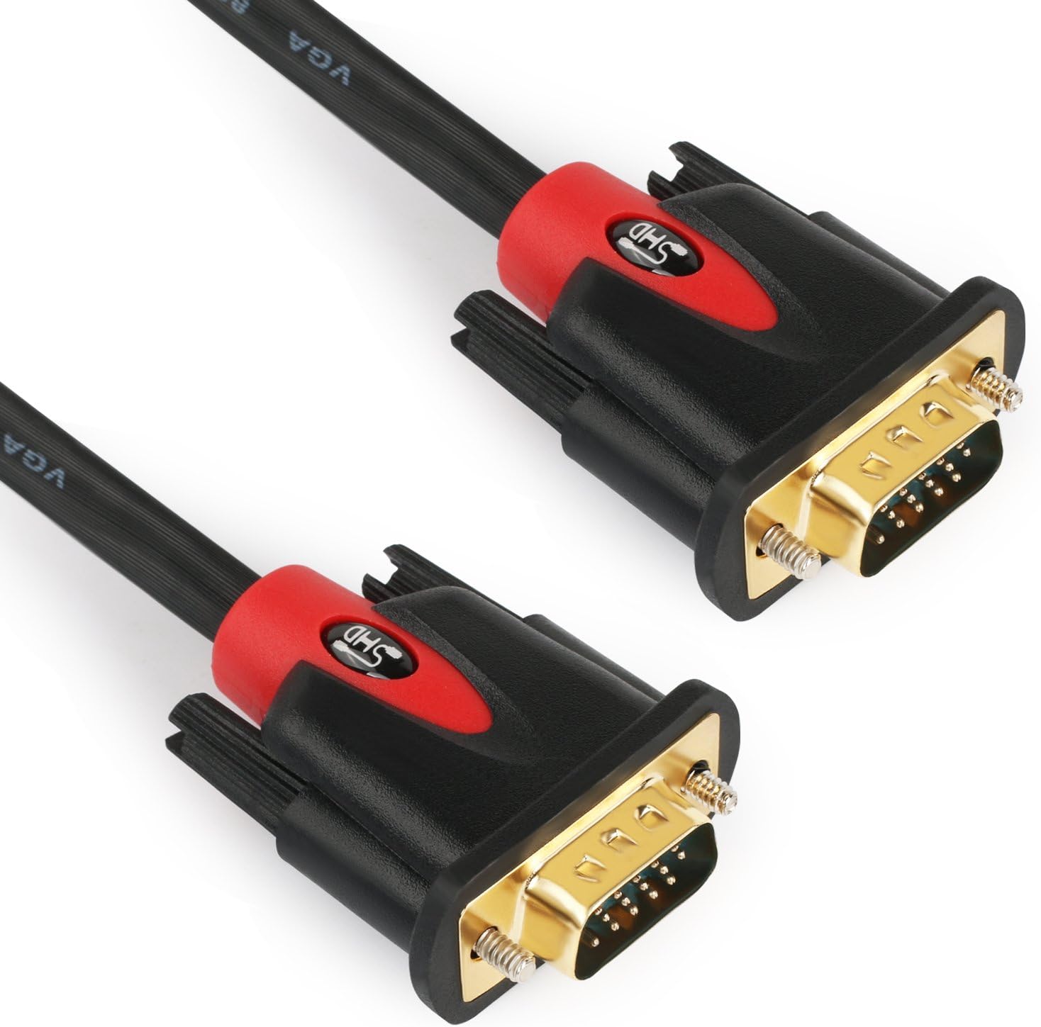 VGA Cable 6Feet,SHD VGA to VGA Monitor Cable HD15 SVGA for PC Laptop TV Projector Black and Red Color