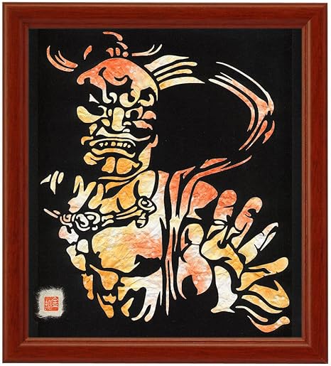 Amazon 色紙サイズの額装仕立て邪気祓い切り絵 東大寺 金剛力士立像 阿形 薄染め和紙 杏 Vajradhara A Deva King Who Is A Guardian Of The Buddha 仏像画 仏画 並行輸入品 アートフレーム ポスター オンライン通販