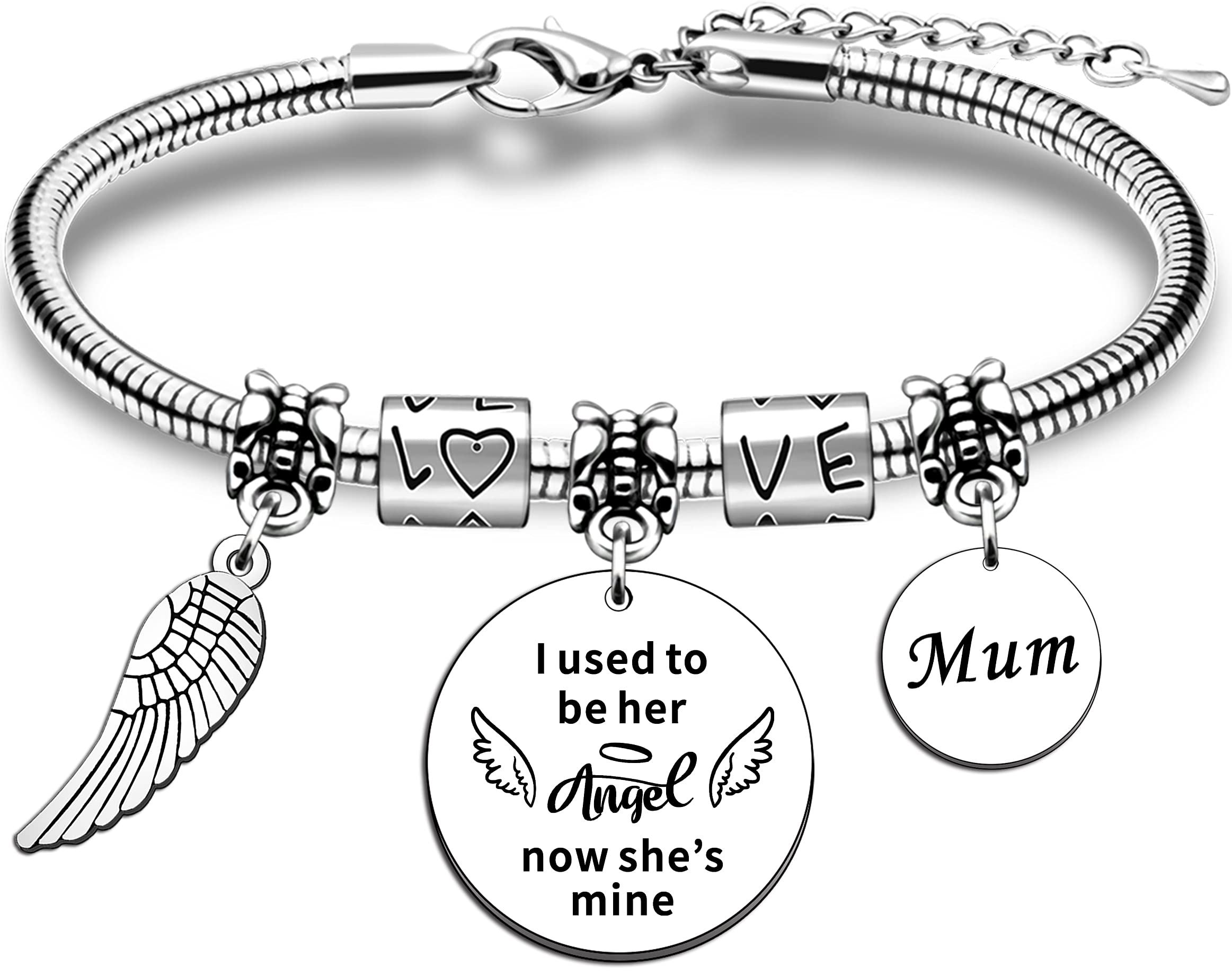 JMIMO Mum Memorial Bracelet Gifts for Women & Girls - Sympathy in Memory of Mum Angel Gifts