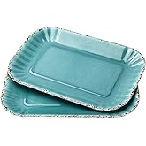 LOK-OSEMILE Gourmet Art Crackle Set of 2 100% melamine rectangular serving trays/platters Aquamarine 12"