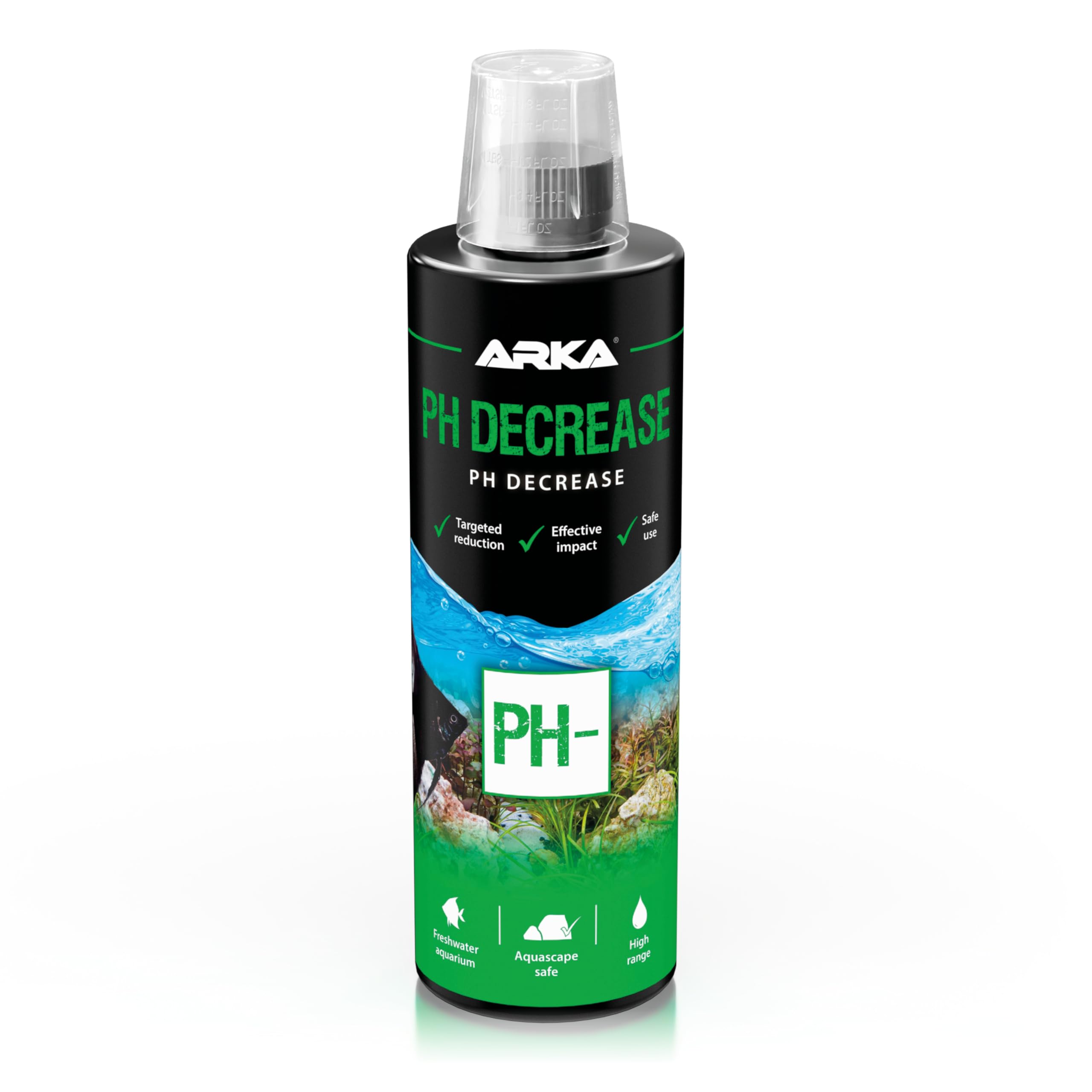 pH/KH Reducer – ARKA pH Decrease 473 ml – lowers pH & carbonate hardness safely – freshwater water conditioner with electrolytes – protects slime coat – ideal for Discus, Tetras & soft water aquariums