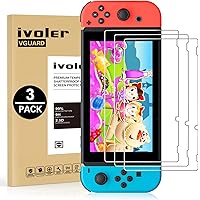 [3 Pack] Screen Protector Tempered Glass for Nintendo Switch, iVoler Transparent HD Clear Anti-Scratch Screen Protector…