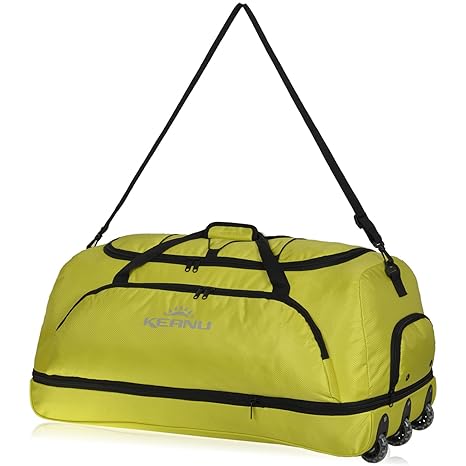 Reisetrolley faltbare Reisetasche KEANU 3 Rollen Trolley TWISTER 135 Liter, Wäschefach, Dehnfalte (Grün)