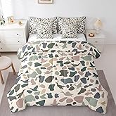 Erosebridal Duck Hunter 7 Pieces Bedding Set Vintage Wild Mallard Duck Queen Comforter Set with Sheets for Boys Girls Kids Room Decor Army Camouflage Rustic Hunting Bed in A Bag Bed Set,Cream Green