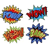 Comic Style POW! Wow! BAM! Kaboom! Superhero Boom Bang Embroidered Iron on Patch Pow Wow Kaboom Sound Effect Backpack Cartoon Jean Jacket Camping Adventure Cute