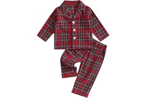 Kavousa Christmas Pajamas For Kids Toddler Girl Pjs Long Sleeve Button Down Infant Baby Matching Pjs Lounge Set