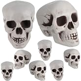 Boao 8 Pcs Halloween Skull Heads, 4.7 in Skeleton Skulls for Decor | Realistic Bone Texture and Hollow Black Eyes Add Spooky Detail to Party Tables, Haunted Houses, Gothic Decor and DIY Crafts