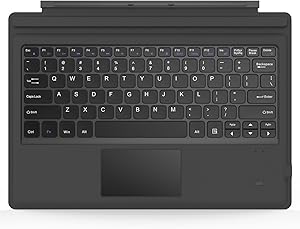 MoKo Microsoft Surface Pro 7/ Pro 6 / Pro 5 (Pro 2017) / Pro 4 / Pro 3 Type Cover, Lightweight Slim Wireless Bluetooth Keyboard with Two Button Trackpad and Built-in Rechargeable Battery, Gray
