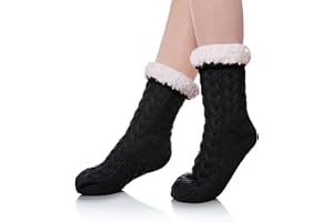 SDBING Women's Winter Super Soft Warm Cozy Fleece Lined Fuzzy Slipper Socks with Grippers