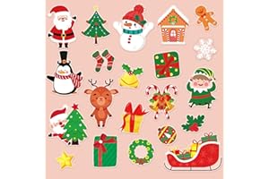 TEVXJ 20 PCS Christmas Thick Gel Clings Winter Christmas Window Gel Clings Decals Stickers for Kids Toddlers and Adults Home Airplane Classroom Nursery Xmas Holiday Party Supplies Decorations