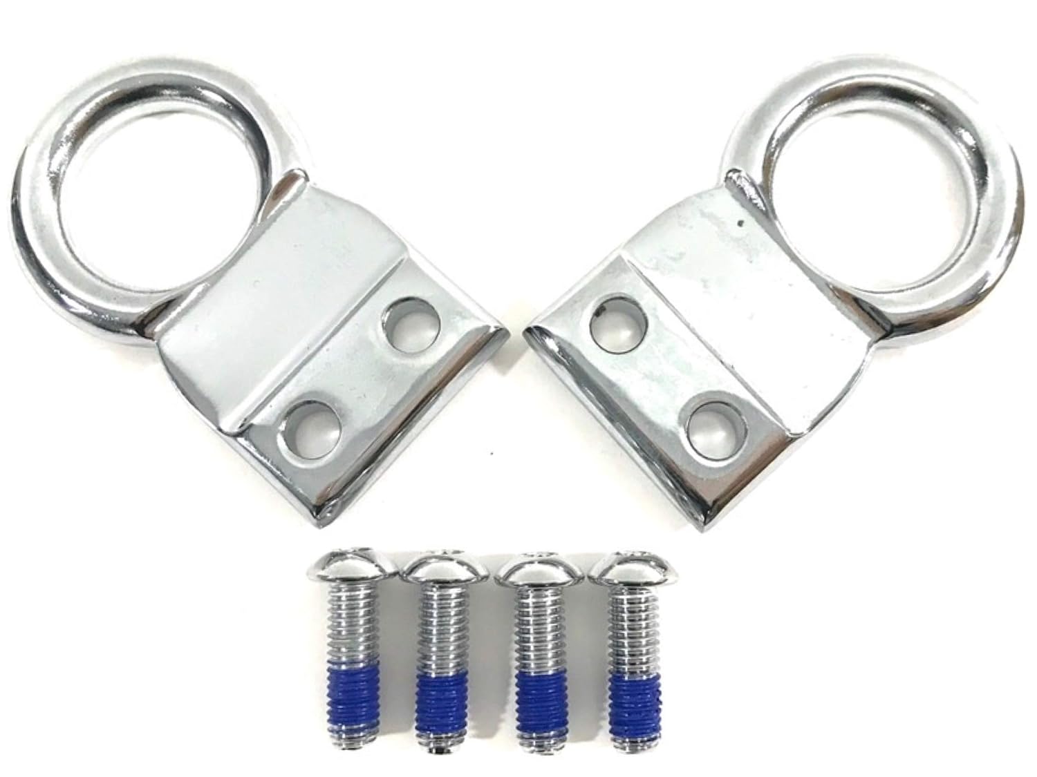 Motorcycle Chrome Tie Down Brackets Mount Hardware Clip Hook Ring