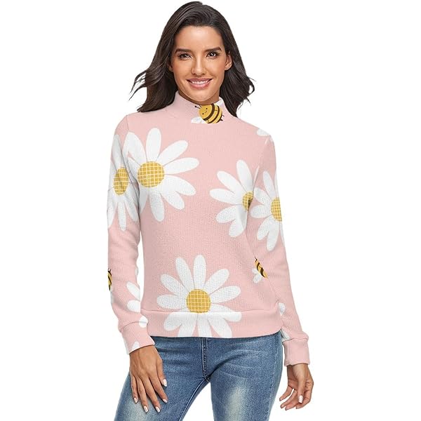 Prenda Punto Acanalado Grueso Suéter Mujer Wowcarbazole - Estampado Floral Acanalado Para Otoño 2024 Manga Larga
