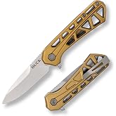 Buck Knives 814 Mini Trace Folding EDC Knife, Bronze, 1.85 oz | 2.43&rdquo; Drop Point 7Cr17MoV Steel Blade, Partially Serrated, Aluminum Handle, Lightweight Pocket Knife for Everyday Carry