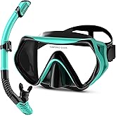 MELUMILU Snorkeling Gear, Dry Snorkel Set180° Panoramic Wide View,Anti-Fog Scuba Diving Mask, Professional Snorkeling Gear for Free Breathing, Swimming, Diving