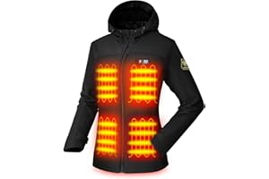 PTAHDUS Women's Heated Jackets 5 Heat Zones Battery Pack Included, with Hand Warmer Pocket