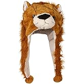 Timiot Cute Plush Animal Character Winter Hat Fun Ski Cap with Detailed Animal Face Long Ear Straps with Pom Pom Ends