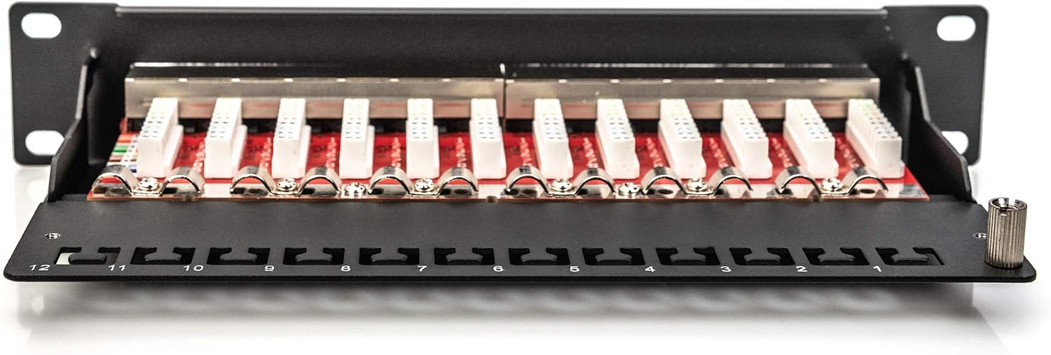 DIGITUS Cat 6A patch panel - 12 ports - RJ45 jacks - 10-inch rack mount 1 rack unit - LSA distribution field - shielded - black - Image 5