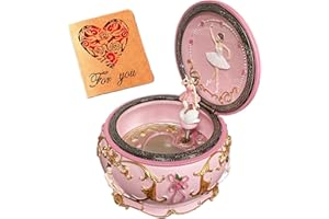Briskfeel Classical Ballerina Music Box LED lights Twinkling Resin Carved Collectible Mechanical Ballerine Musical Box with Sankyo 18-Note Ballerina Rotates with Music (4# Ballet)