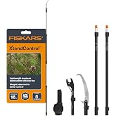 Fiskars 4-16 Ft XtendControl Extendable Pole Saw &amp; Tree Pruner Modular Set | Rotating Pruner Head Pivots 45 Degrees, 15" X3 Double-Hooked Saw, Two 4-8 Ft Extension Poles, Cuts Branches up to 1.25"