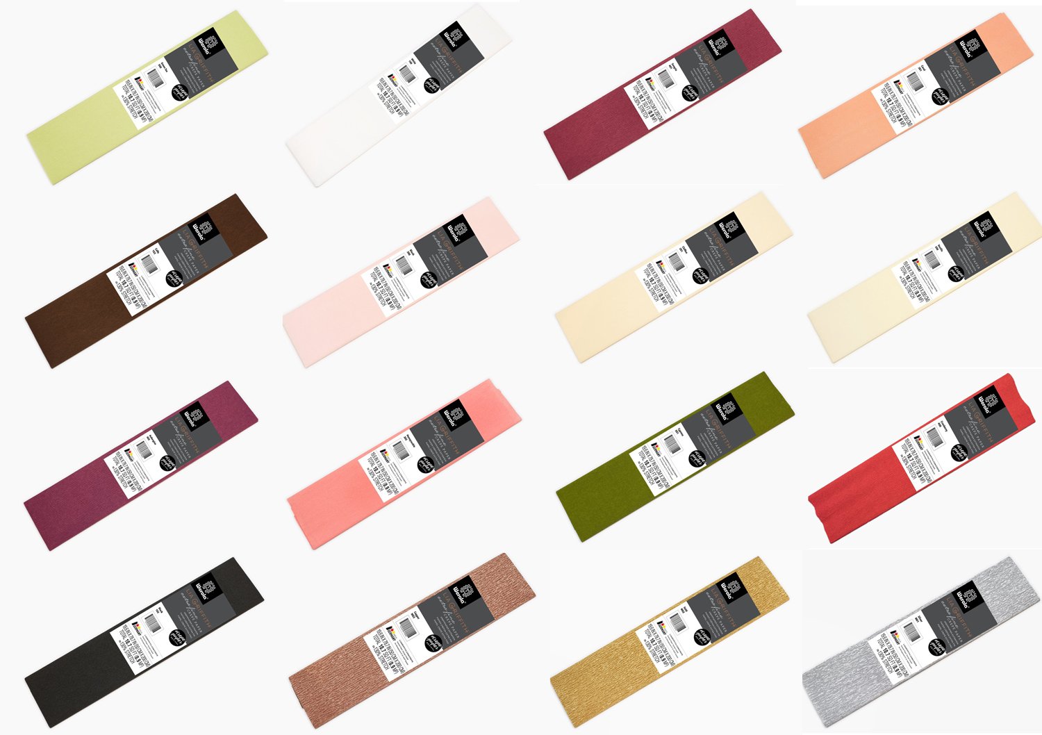 Lia Griffiths Jumbo Pack of all 16 Crepe Papers - 16 packs of Extra Fine Crepe Folds of 50cm x 200cm each.