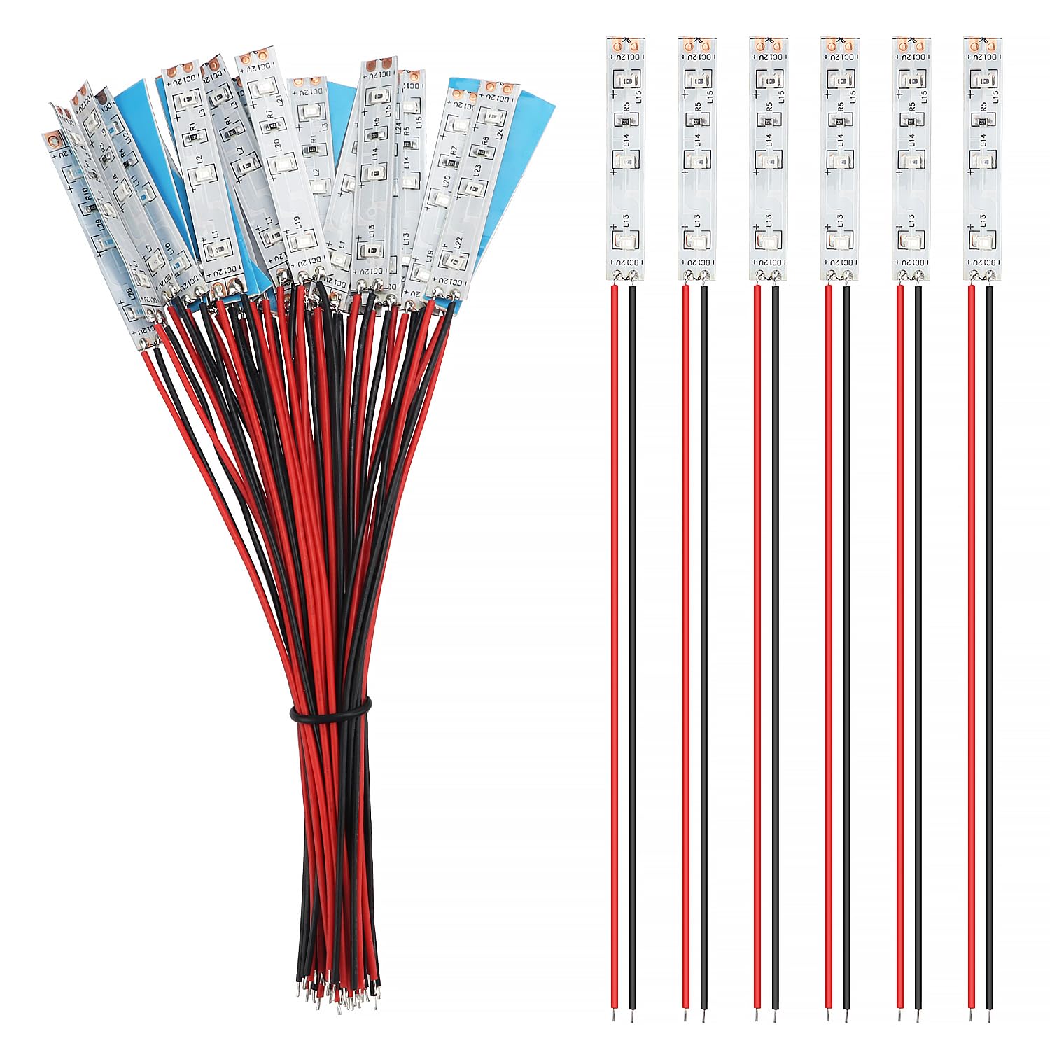 YIXISI 25 PCS 50mm Prewired Strip LED, 12V - 18V LED Strip Light, 2335 SMD LED Light, Red