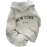 GORGLITTER Women's Letter Graphic Hoodies Drawstring Long Sleeve Sweatshirt Pullover