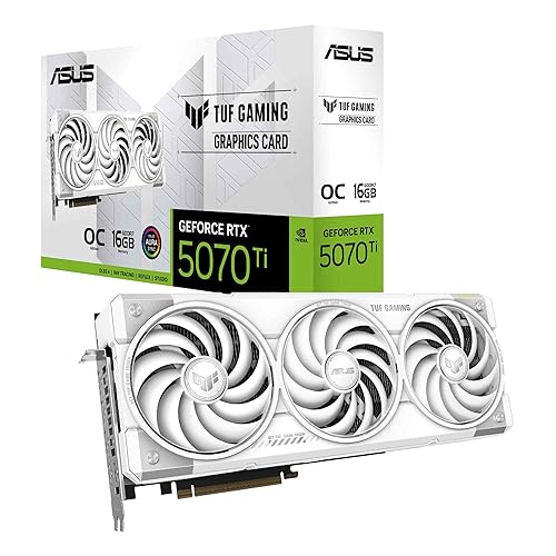 ASUS TUF Gaming GeForce RTX ™ 5070 Ti 16GB GDDR7 White OC Edition Gaming Graphics Card (PCIe® 5.0, HDMI®/DP 2.1, 3.125-slot, Military-Grade Components, Protective PCB Coating, axial-tech Fans)