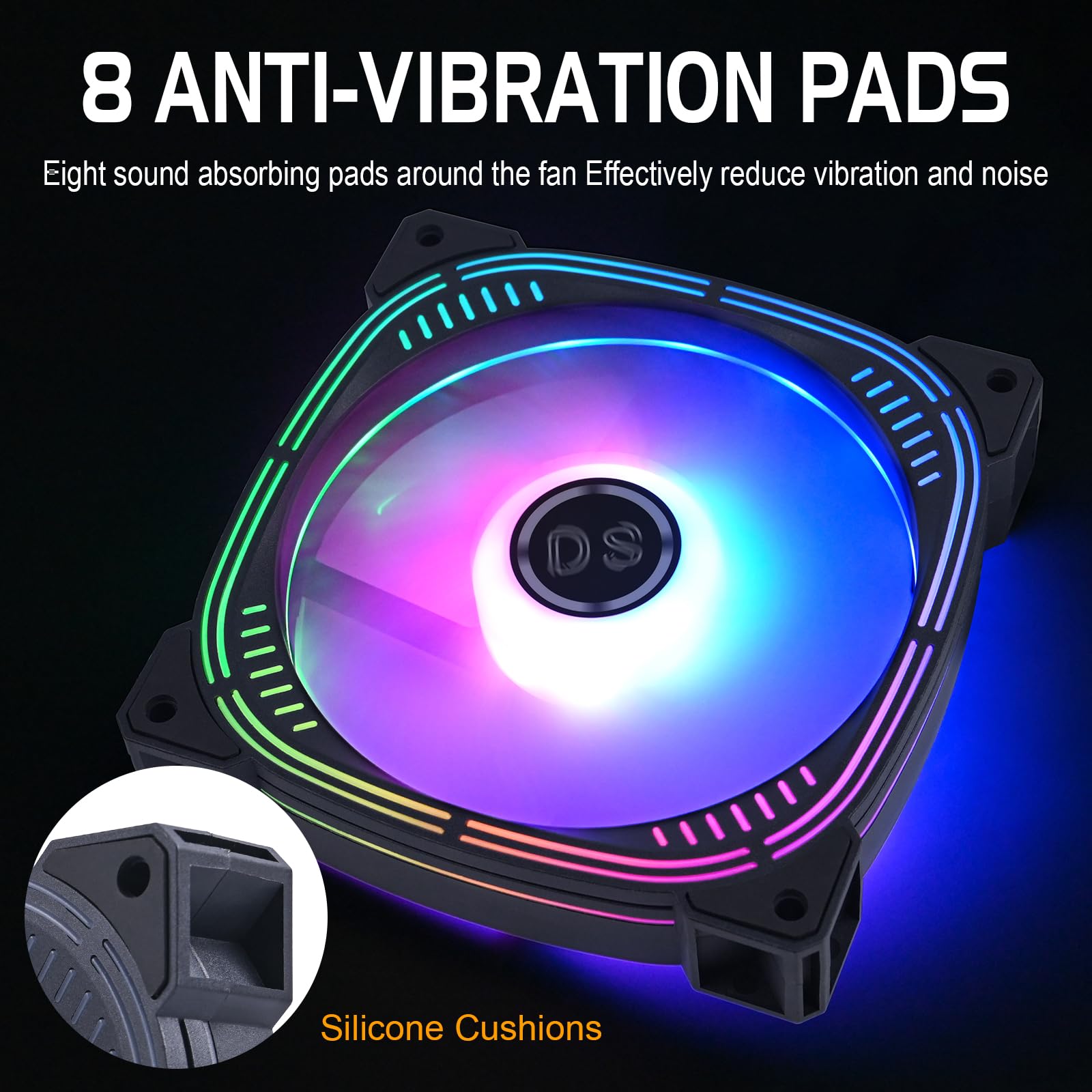 Rainbow LED RGB Fans with Controller for PC Case, CPU Cooler, Radiators System (6pcs RGB Fans, G Series)
