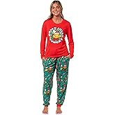 INTIMO Garfield Women's Holiday Holly Jolly Hungry Long Sleeve Pajama Jogger Lounge Sleep Set