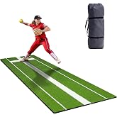 GYSLAKS 2026 New Softball Pitching Mat - Pro Anti-Slip TPR-Rubber Bottom, Inlaid 24x6 inch Pitching Rubber, Anti-Fading Eco-Friendly Turf, Included Portable Storage Bag, Indoor and Outdoor Training