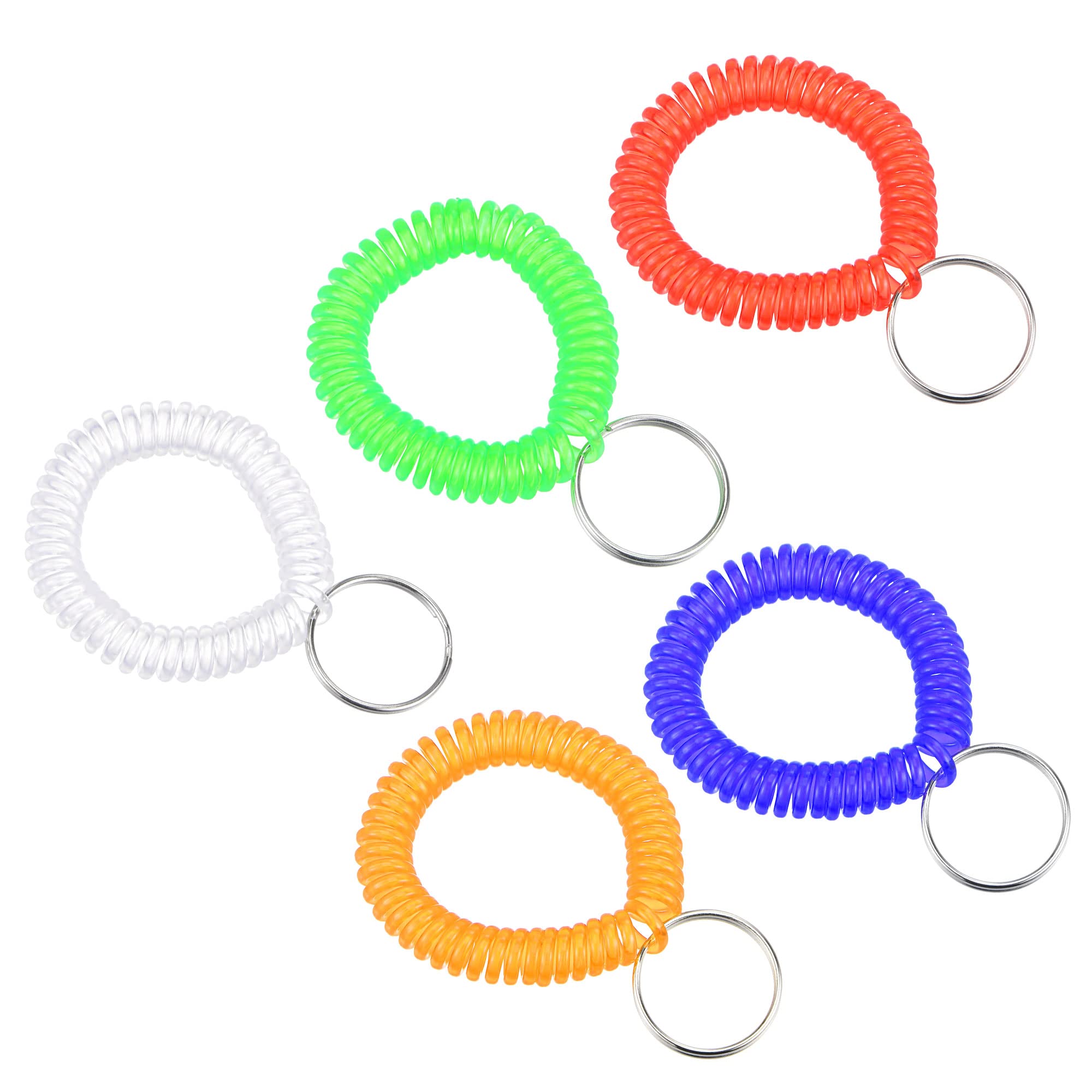 PATIKIL 22mm Spiral Keychain, 10 Pack Plastic Wrist Coil Keyring Wristband Stretchable Key Holder Lanyard for Sports Outdoor