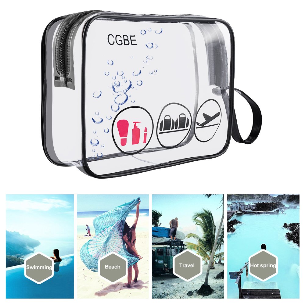 CGBE Clear Toiletry Bag， Handle Travel Makeup Organizer Bag for Women, TSA Quart Size Approved Toiletries Bags For Men, Cosmetic Bag with Zipper For Traveling Business Trip Home Tidy 3PCS Black : Beauty