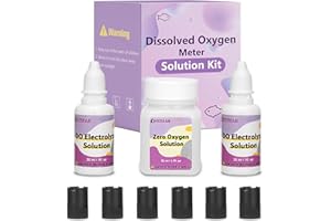 UIUZMAR Zero-Oxygen Solution Electrolytic Solution and Membrane Cap Kit for Dissolved Oxygen Meter 2 Bottles 30ml Electrolyte Solution and 1 Bottle 50ml Zero Oxygen Solution and 6 Membrane Cap