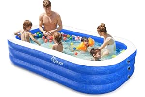 EVAJOY Inflatable Swimming Pools, 119'' x 72'' x 20'' Blow Up Swimming Pools, Kiddie Pool Large Size Thickened Blow Up Swimming Pools Play Center for Kids Children Family Outdoor Garden Backyard