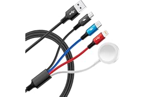 Travel 4 in 1 Multi Charging Cable for Apple Watch Charger, Magnetic Wireless Charger, Braided Multi Charger USB C/Lightning/
