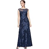 Alex Evenings Womens Long Length Fit and Flare Mother of The Bride Dress with Godet Detail (Petite and Regular Sizes)
