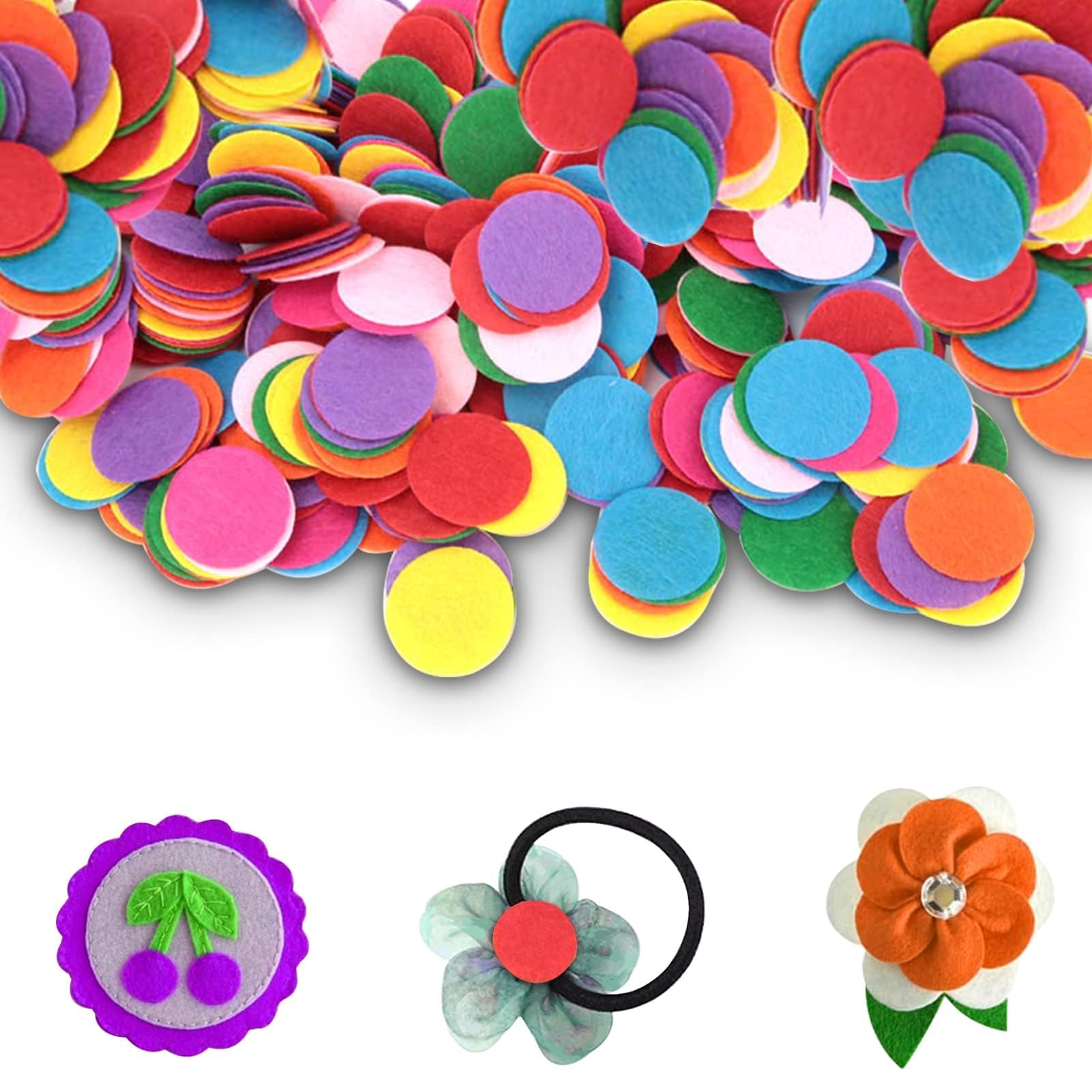 HERCHR 500Pcs Nonwoven Round Felt Circles 25mm Round Adhesive Felt Circles Aromatherapy Diffuser Refill Pad Round Fibre Replacement Pads Mixed Colors for DIY and Sewing Embellishments Decoration
