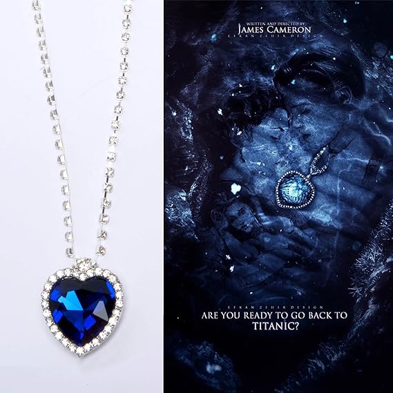 Amazon Co Jp タイタニック Titanic 碧洋のハートネックレス ブルー 服 ファッション小物