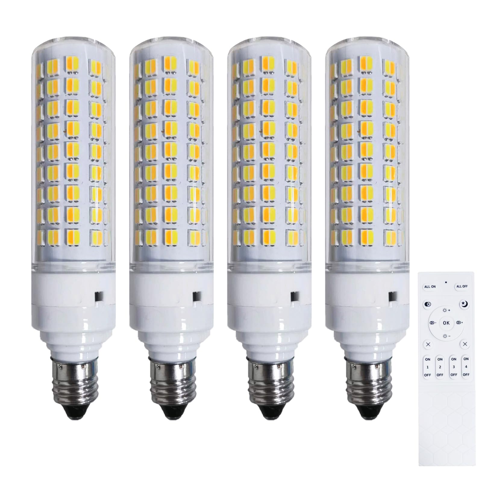 Photo 1 of XRZT LED E12 Candelabra Light Bulbs Smart Remote Control- Dimmable 7W(75W Equivalent) 800Lm-Tunable Color Temperature (2700K- 6500K) CRI 80+, 2.4GHz - No App or Wi-Fi Required- 4 Bulb & Remote