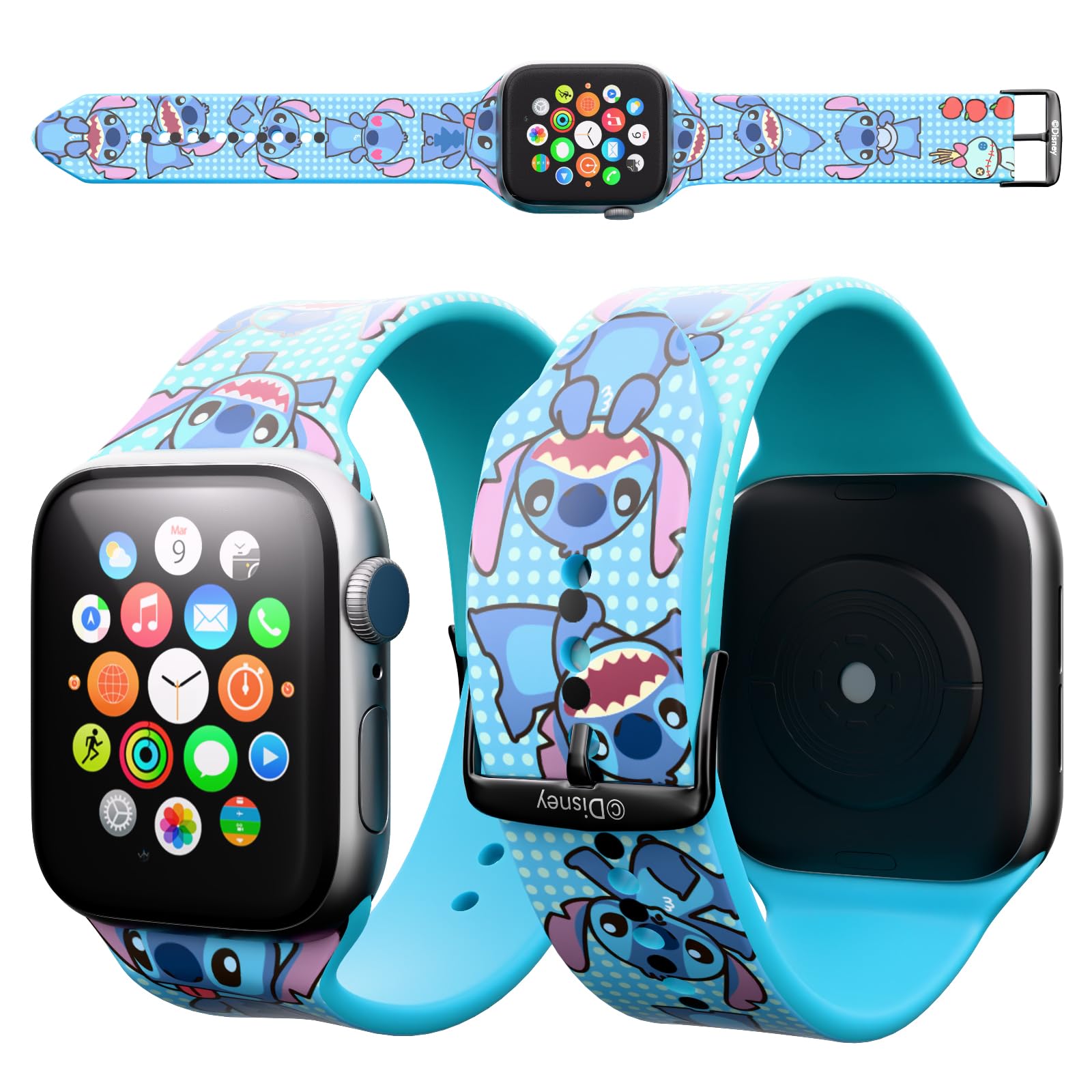 Disney Lilo and Stitch Stuff Wristband For Apple Watch Band Series 9/8/7/6/5/4/3/2/1/SE 38MM, 40MM, 41MM | Lilo and Stitch Gifts for Women, and All Fans | Replacement Apple Watch Compatible Bands For Women and Men