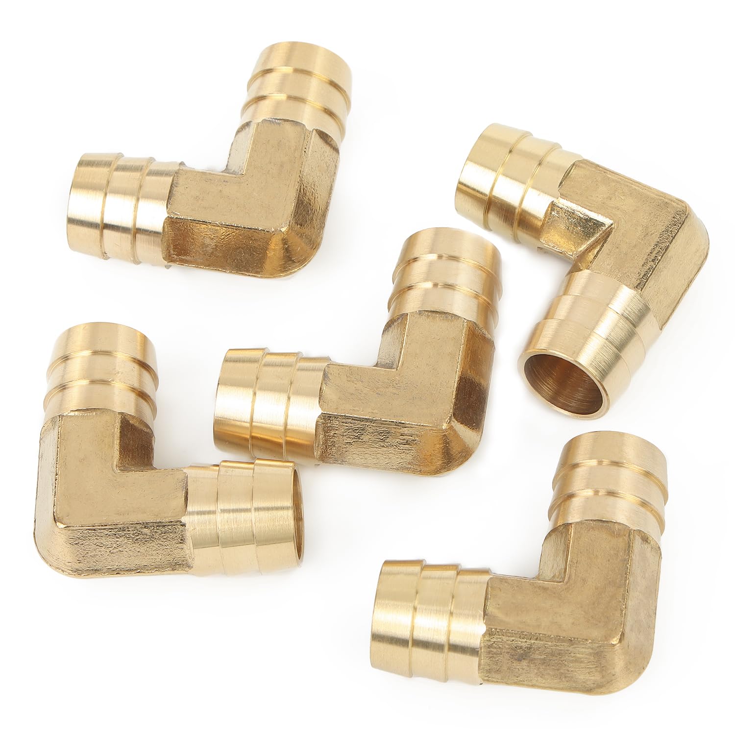 LTWFITTING 90 Deg Elbow Brass Barb Fitting 5/8-Inch x 5/18-Inch (16mm) Hose ID Air/Water/Fuel/Oil/Inert Gases (Pack of 5)
