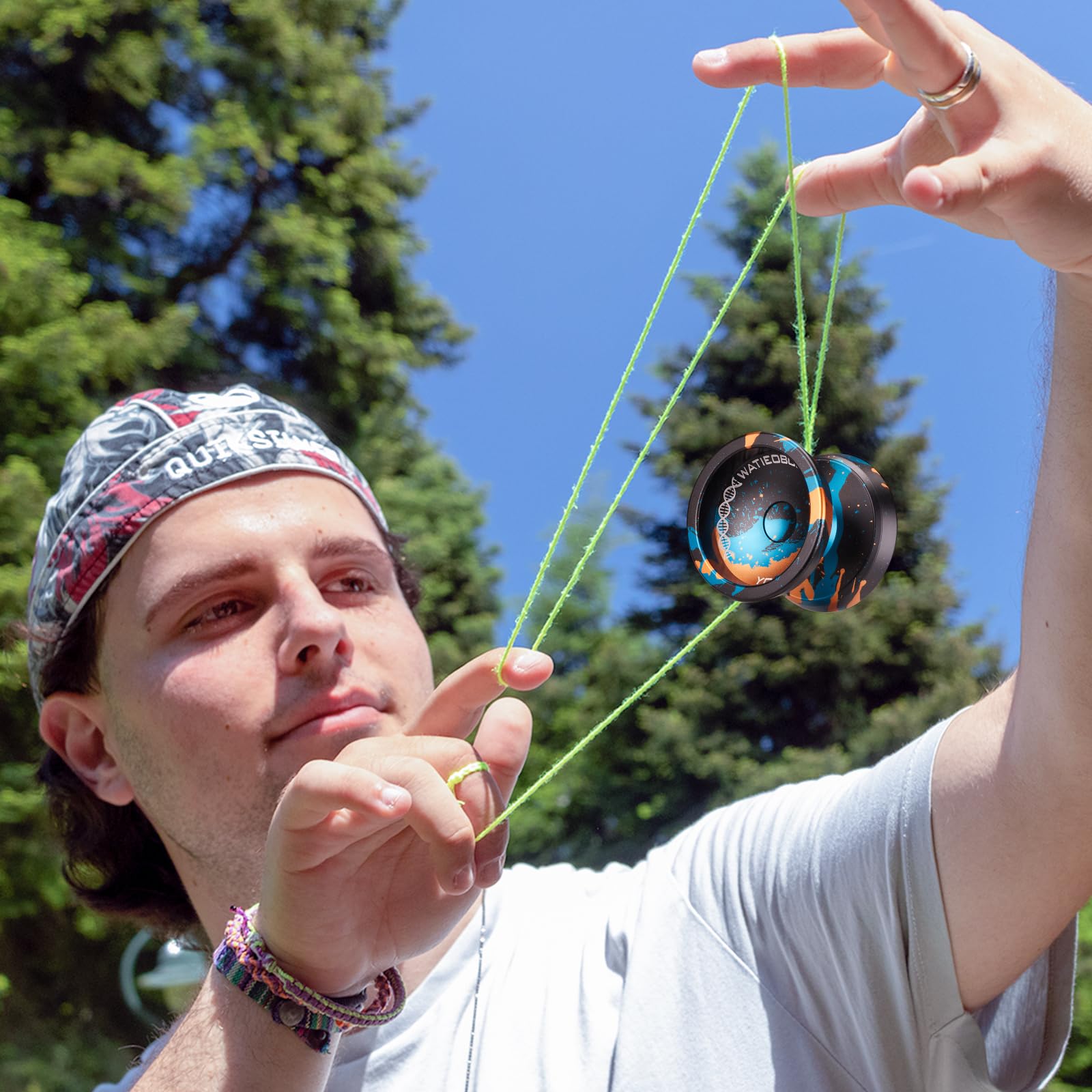 WATIEOBOO Professional Responsive Yoyo Bearing Beginner, Unresponsive Yoyo Bearing for Fingerspin Tricks - Black, Blue, Gold